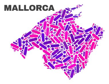 Mozaik Mallorca Haritası noktalar ve çizgiler