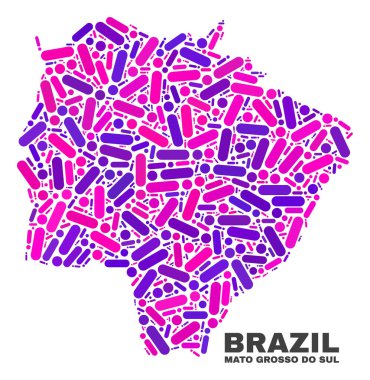Noktalar ve çizgiler mozaik Mato Grosso Do Sul devlet Haritası