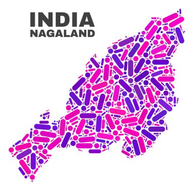 Noktalar ve çizgiler mozaik Nagaland devlet Haritası