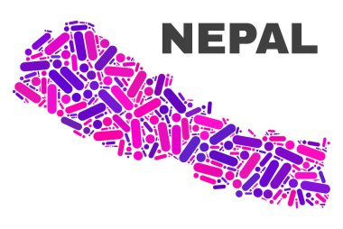 Noktalar ve çizgiler mozaik Nepal Haritası