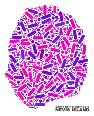 Noktalar ve çizgiler mozaik Nevis Adası Haritası