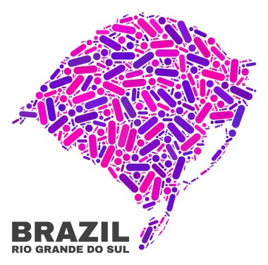 Noktalar ve çizgiler mozaik Rio Grande Do Sul devlet Haritası