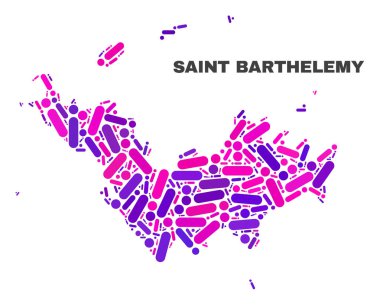 Mozaik Saint Barthelemy Haritası noktalar ve çizgiler