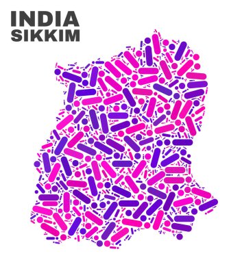 Noktalar ve çizgiler mozaik Sikkim devlet Haritası