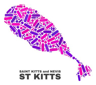 Noktalar ve çizgiler mozaik St Kitts Adası Haritası
