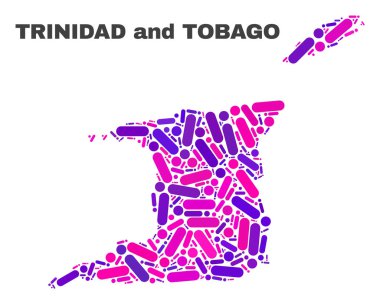 Noktalar ve çizgiler mozaik Trinidad ve Tobago Haritası