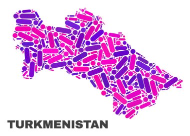 Noktalar ve çizgiler mozaik Türkmenistan Haritası