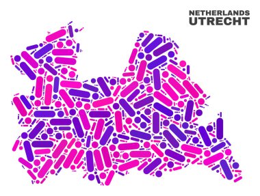 Noktalar ve çizgiler mozaik Utrecht il Haritası