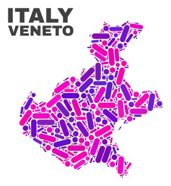 Mozaik Veneto Bölge Haritası noktalar ve çizgiler