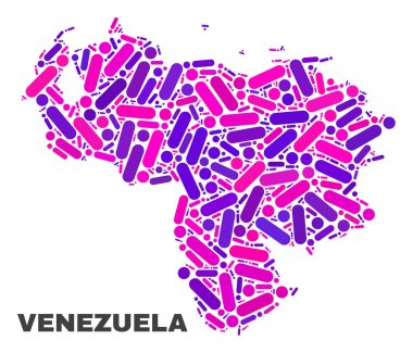 Mozaik Venezuela Haritası noktalar ve çizgiler