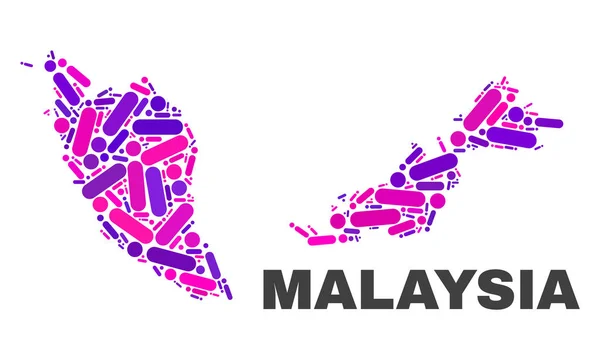 Mosaik-Malaysia-Karte von Punkten und Linien — Stockvektor