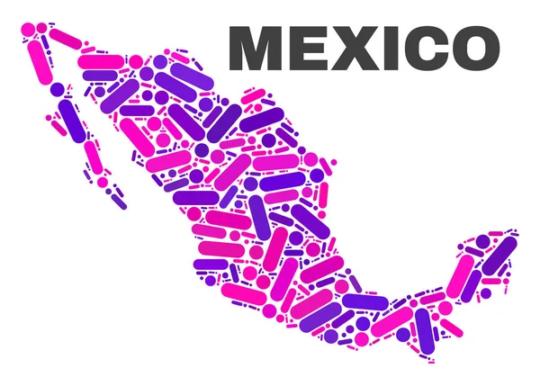 Mosaico México Mapa dos pontos e linhas — Vetor de Stock