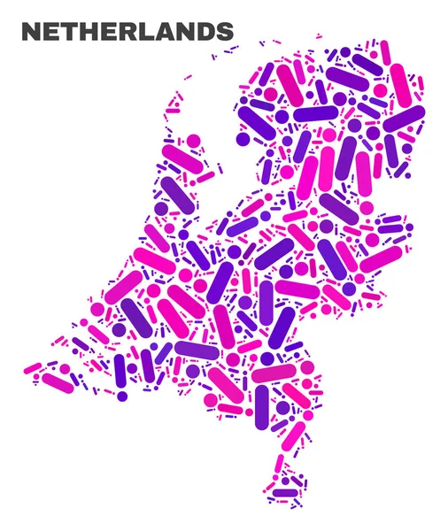 Мозаїчна Нідерланди Карта точок та рядків — стоковий вектор