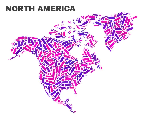 Mosaico América do Norte Mapa dos pontos e linhas —  Vetores de Stock