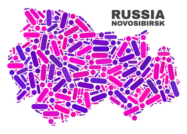 Карта точек и линий Мозаики Новосибирской области — стоковый вектор