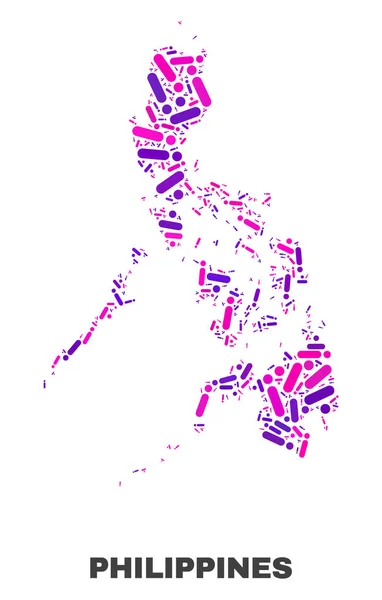 马赛克菲律宾点和线地图 — 图库矢量图片