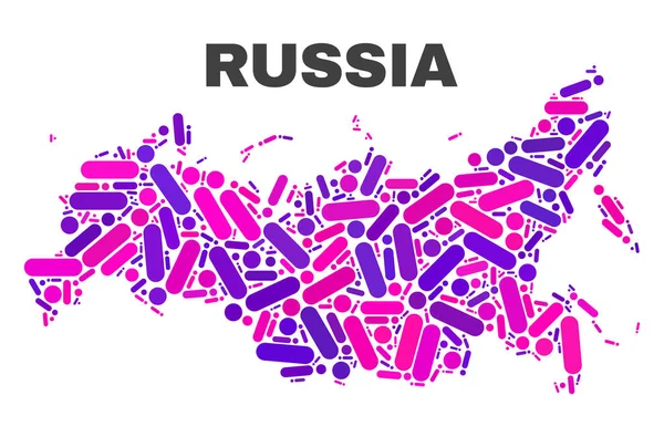 Mosaico Rússia Mapa dos pontos e linhas — Vetor de Stock