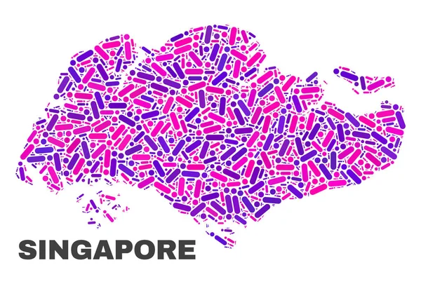 Mosaico Singapura Mapa dos pontos e linhas —  Vetores de Stock
