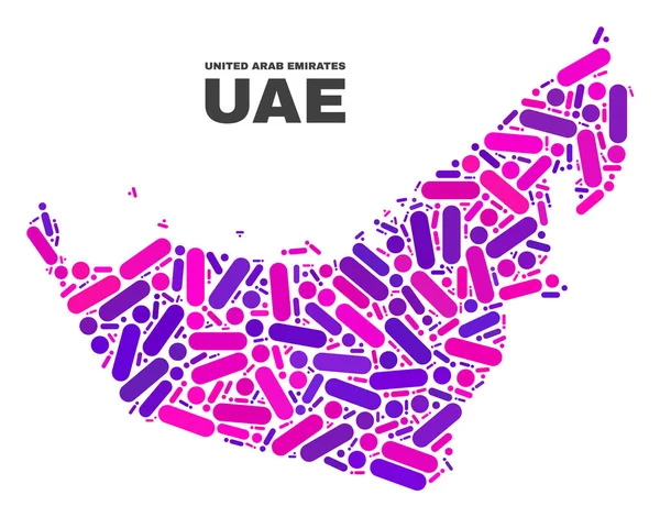 Mosaïque Émirats arabes unis Carte des points et lignes — Image vectorielle