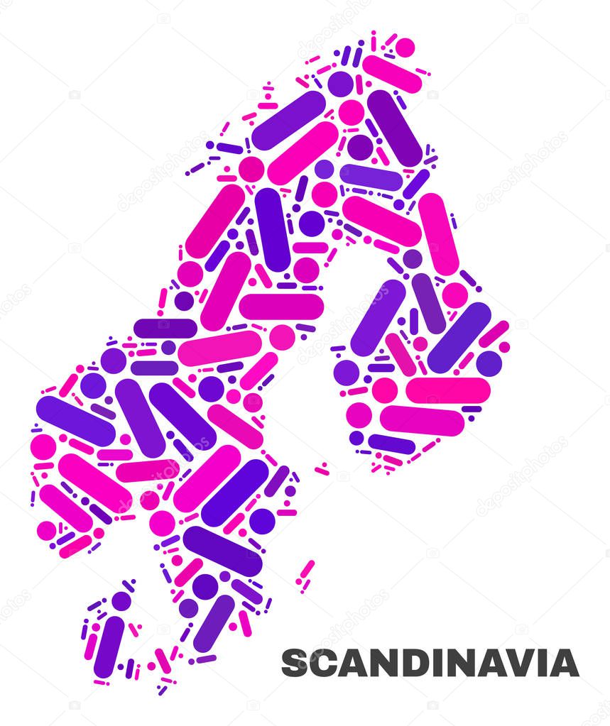 Mosaic Scandinavia Map of Dots and Lines