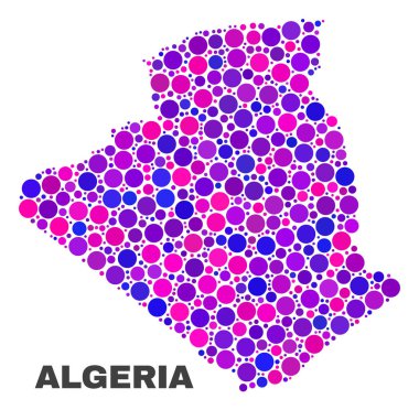 Daire öğeleri mozaik Cezayir Haritası