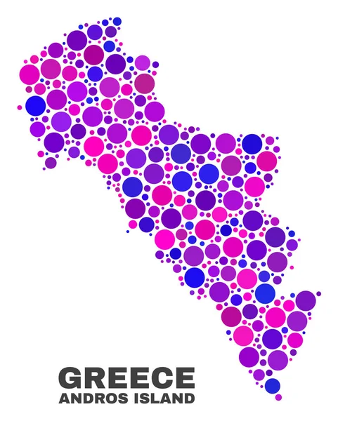 Mozaika Andros wyspa Grecja Mapa koło elementów — Wektor stockowy