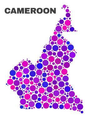 Yuvarlak öğeleri mozaik Kamerun Haritası