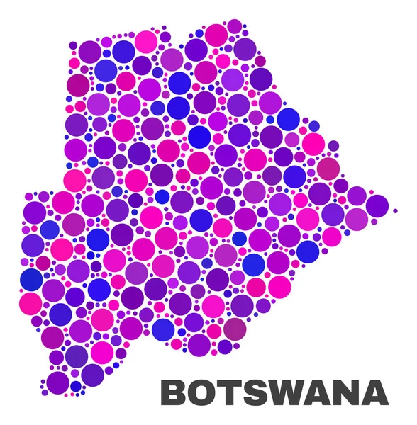 Mozaika Botswana Mapa okrągła Dots — Wektor stockowy