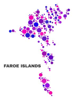 Yuvarlak öğeleri mozaik Faroe Adaları Haritası