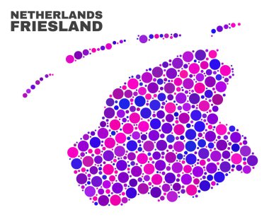 Yuvarlak öğeleri mozaik Friesland il Haritası