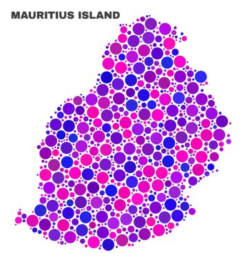 Daire öğeleri mozaik Mauritius Adası Haritası