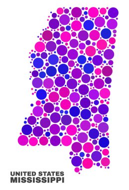 Yuvarlak öğeleri mozaik Mississippi Devlet Haritası