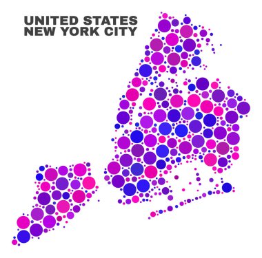 Sferik öğelerin mozaik New York şehir haritası