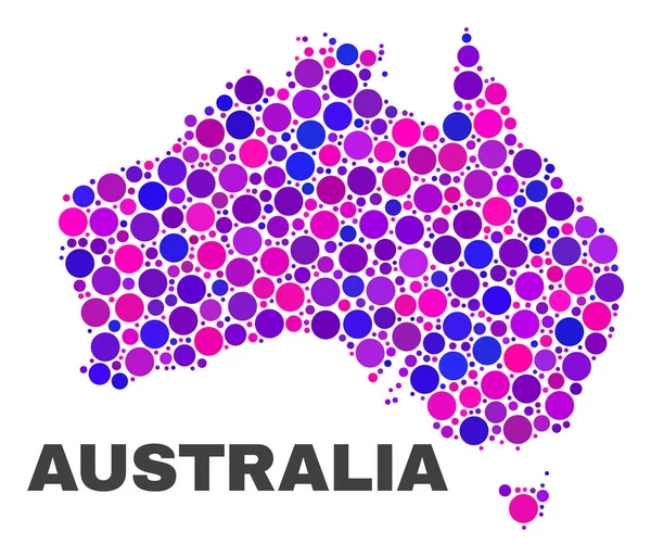 球状ドットのモザイク オーストラリア地図 — ストックベクタ