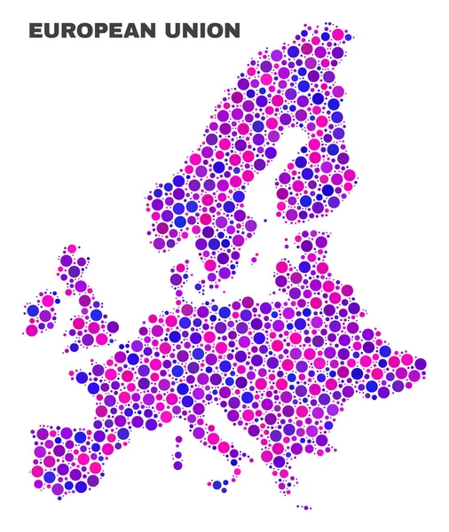 Mosaico de la Unión Europea Mapa de puntos redondos — Vector de stock