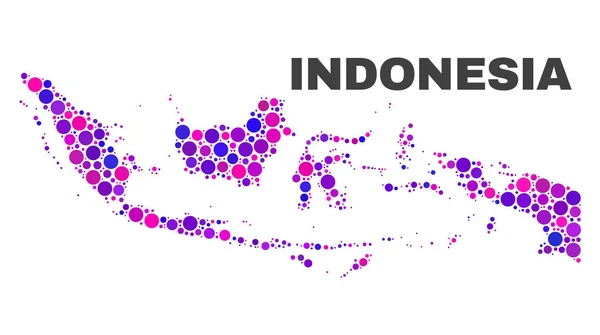 Mapa Indonezja mozaika okrągłe punkty — Wektor stockowy