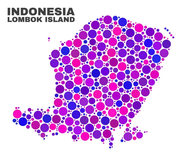 Мозаїка острова Ломбок Карта точок коло — стоковий вектор