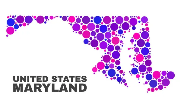 Mosaico Maryland Mapa do Estado de Itens Redondos — Vetor de Stock