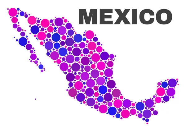 Mosaic México Mapa dos Elementos do Círculo — Vetor de Stock