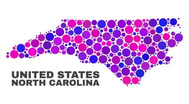 Yuvarlak öğeleri mozaik North Carolina State Haritası