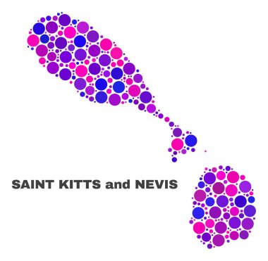 Yuvarlak öğeleri mozaik Saint Kitts ve Nevis, Fiji Haritası