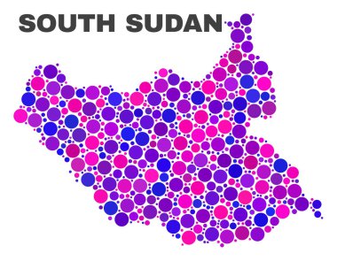 Daire noktalar mozaik Güney Sudan Haritası