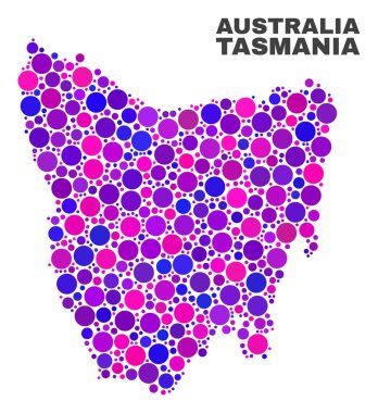 Yuvarlak öğeleri mozaik Tazmanya Adası Haritası