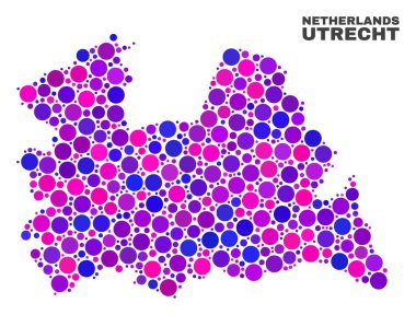 Yuvarlak nokta mozaik Utrecht il Haritası
