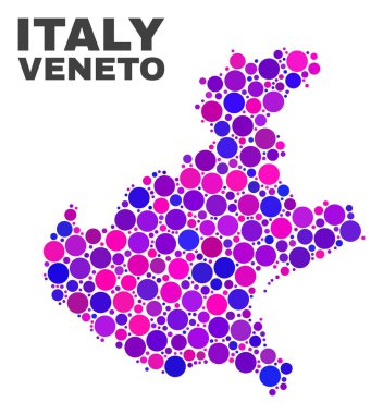 Yuvarlak öğeleri mozaik Veneto Bölge Haritası