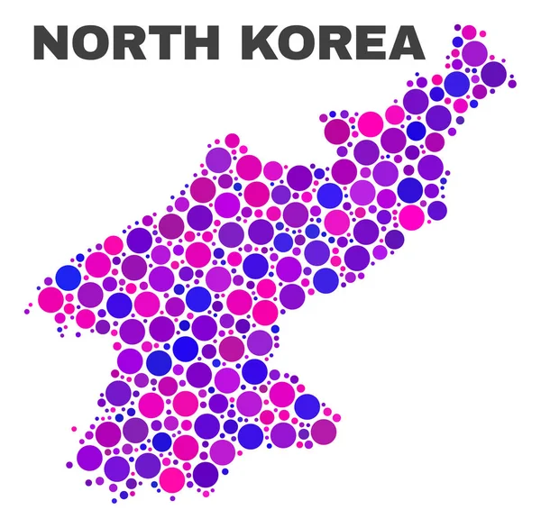 Mosaïque Corée du Nord Carte des points ronds — Image vectorielle