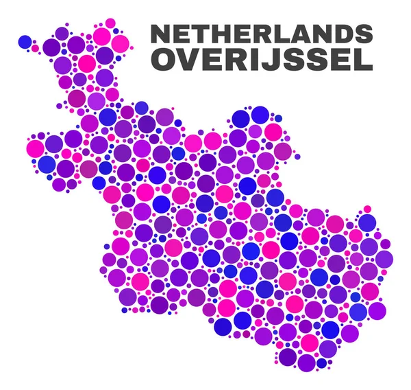 Mosaico Província de Overijssel Mapa dos elementos redondos — Vetor de Stock