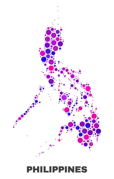 동그라미 요소의 모자이크 필리핀 지도 — 스톡 벡터