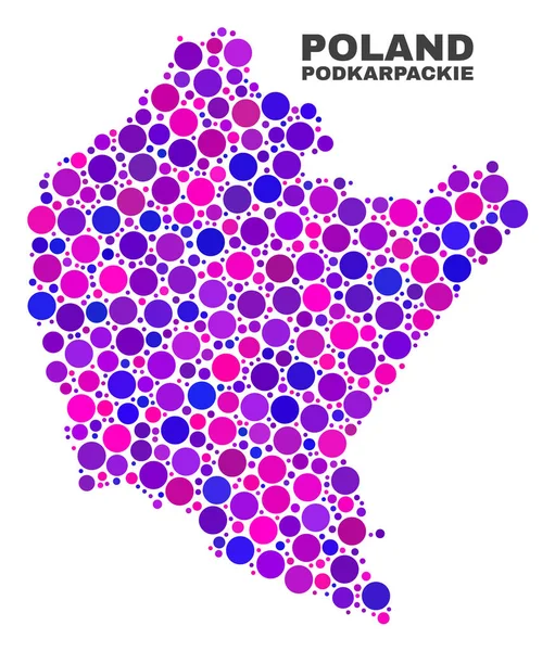 Mozaïek Podkarpackie Poolse kaart van cirkel elementen — Stockvector