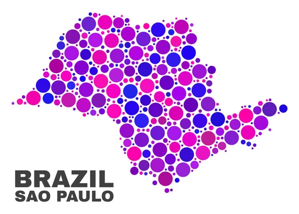 Mapa mozaika Sao Paulo i koło kropki — Wektor stockowy